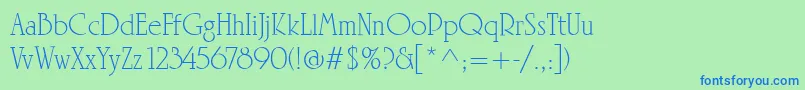 LinotypeRowenaLight Font – Blue Fonts on Green Background