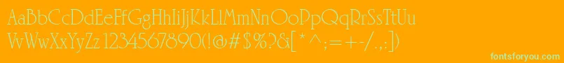 LinotypeRowenaLight Font – Green Fonts on Orange Background