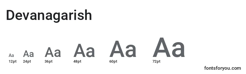 Размеры шрифта Devanagarish