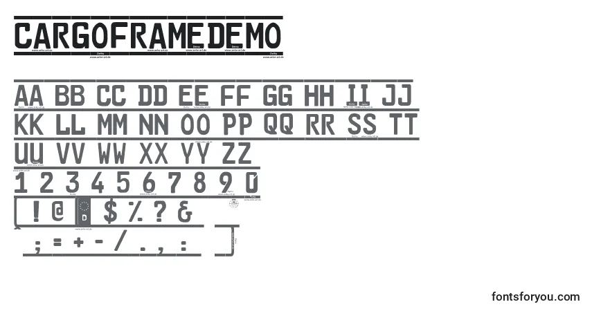 Cargoframedemoフォント–アルファベット、数字、特殊文字