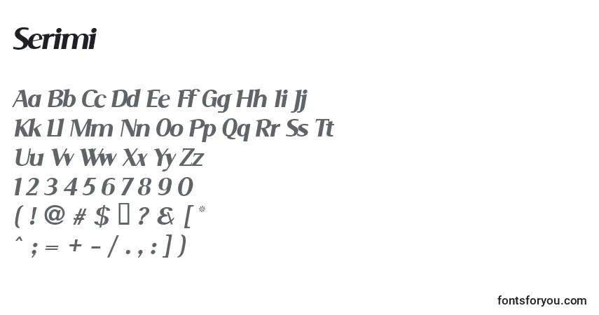 Schriftart Serimi – Alphabet, Zahlen, spezielle Symbole