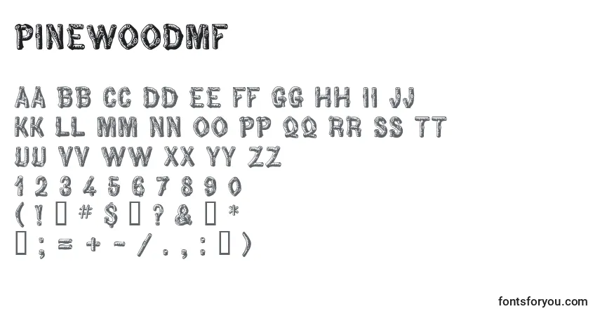 A fonte PinewoodMf – alfabeto, números, caracteres especiais