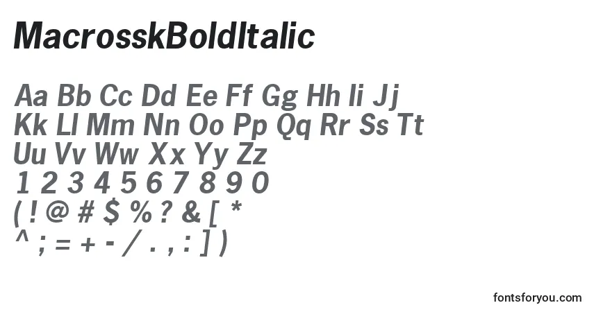 Schriftart MacrosskBoldItalic – Alphabet, Zahlen, spezielle Symbole