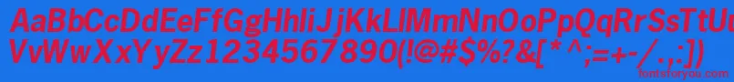 MacrosskBoldItalic Font – Red Fonts on Blue Background