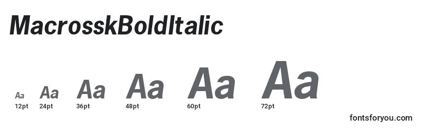 Размеры шрифта MacrosskBoldItalic