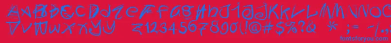 Doodleswritten Font – Blue Fonts on Red Background