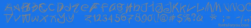 Doodleswritten-Schriftart – Graue Schriften auf blauem Hintergrund