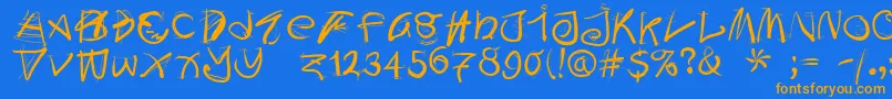 Doodleswritten Font – Orange Fonts on Blue Background