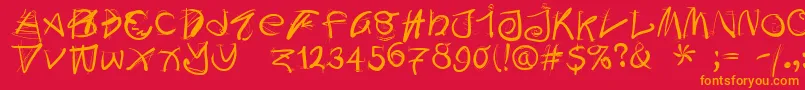 Doodleswritten Font – Orange Fonts on Red Background