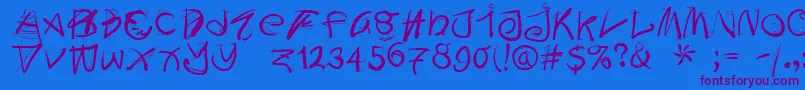 Doodleswritten Font – Purple Fonts on Blue Background