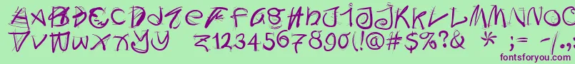 Doodleswritten Font – Purple Fonts on Green Background