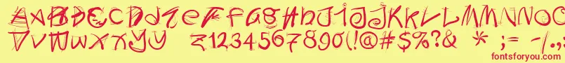 Doodleswritten Font – Red Fonts on Yellow Background