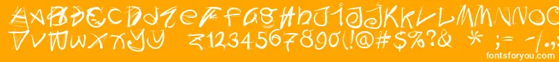 Doodleswritten-Schriftart – Weiße Schriften auf orangefarbenem Hintergrund