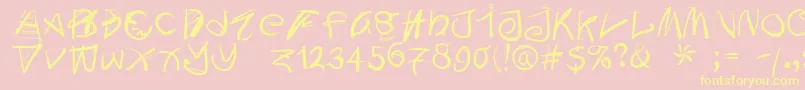 Doodleswritten Font – Yellow Fonts on Pink Background