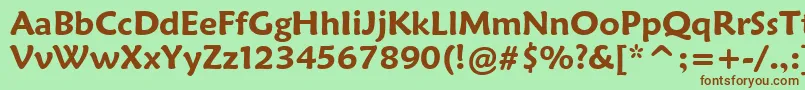 MaiandraGdDemiBold-fontti – ruskeat fontit vihreällä taustalla