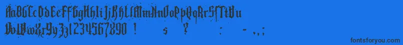 Fonte Pillbox – fontes pretas em um fundo azul