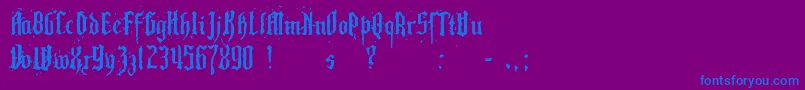 フォントPillbox – 紫色の背景に青い文字