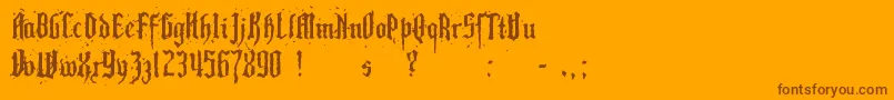 Pillbox-Schriftart – Braune Schriften auf orangefarbenem Hintergrund