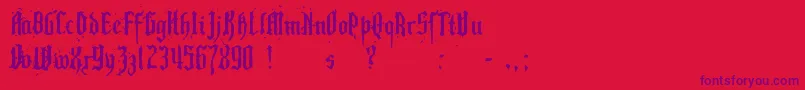 Pillbox-Schriftart – Violette Schriften auf rotem Hintergrund