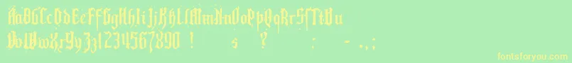 Pillbox-fontti – keltaiset fontit vihreällä taustalla