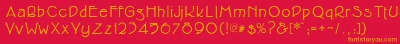 Cupolabold-Schriftart – Orangefarbene Schriften auf rotem Hintergrund