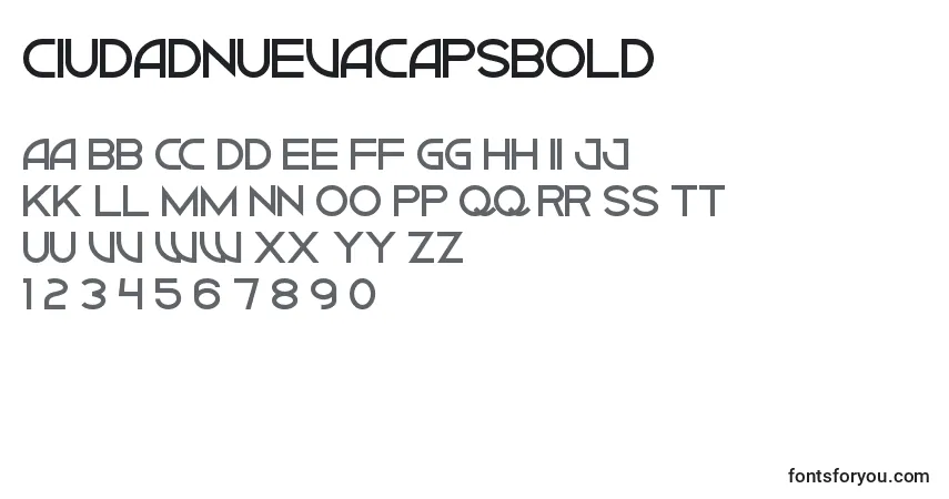 Schriftart CiudadNuevaCapsBold – Alphabet, Zahlen, spezielle Symbole