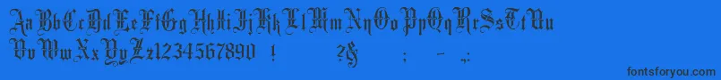 MinsterNo3-Schriftart – Schwarze Schriften auf blauem Hintergrund