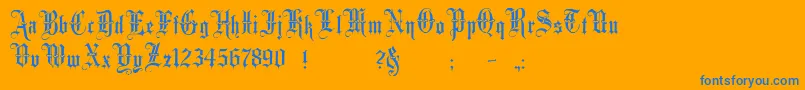 MinsterNo3-Schriftart – Blaue Schriften auf orangefarbenem Hintergrund