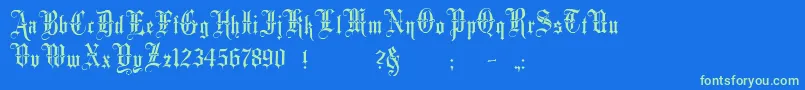 MinsterNo3-Schriftart – Grüne Schriften auf blauem Hintergrund