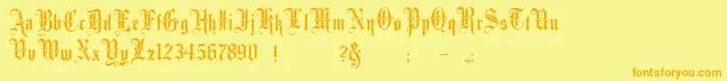 フォントMinsterNo3 – オレンジの文字が黄色の背景にあります。