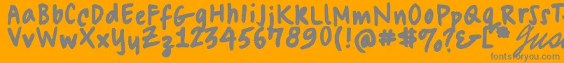 Lisätietoja Swagmasta-fontista Swagmasta-fontti – harmaat kirjasimet oranssilla taustalla