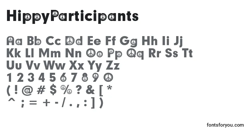 A fonte HippyParticipants – alfabeto, números, caracteres especiais