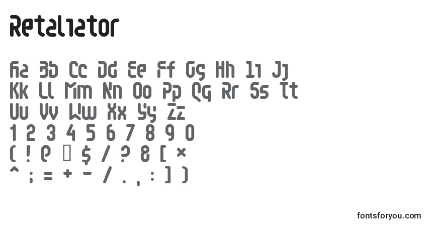 Fuente Retaliator - alfabeto, números, caracteres especiales
