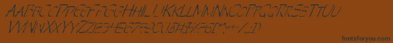 フォントPerditionItalic – 黒い文字が茶色の背景にあります