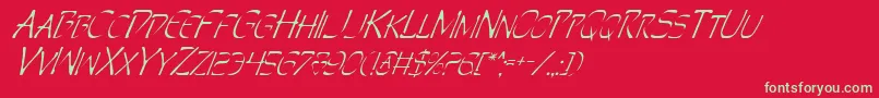 フォントPerditionItalic – 赤い背景に緑の文字