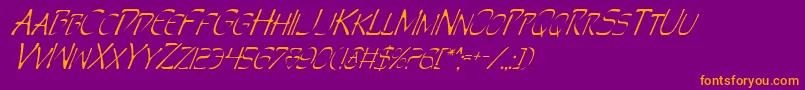 PerditionItalic-Schriftart – Orangefarbene Schriften auf violettem Hintergrund