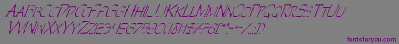 フォントPerditionItalic – 紫色のフォント、灰色の背景