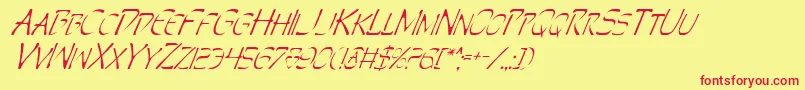 PerditionItalic-Schriftart – Rote Schriften auf gelbem Hintergrund