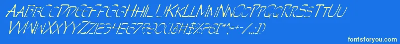 フォントPerditionItalic – 黄色の文字、青い背景