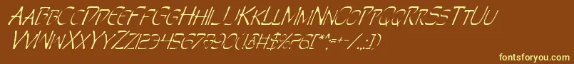 PerditionItalic-Schriftart – Gelbe Schriften auf braunem Hintergrund