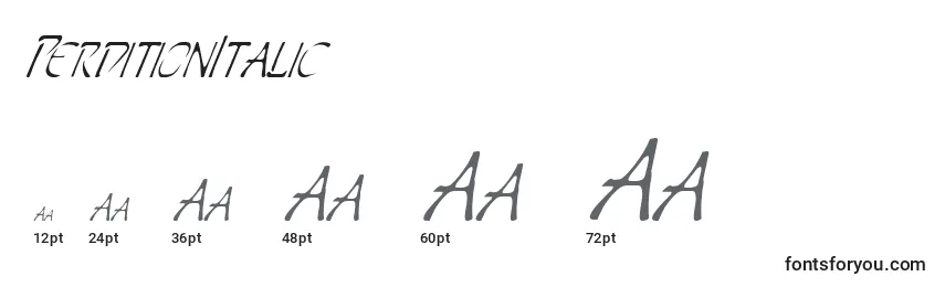 Размеры шрифта PerditionItalic