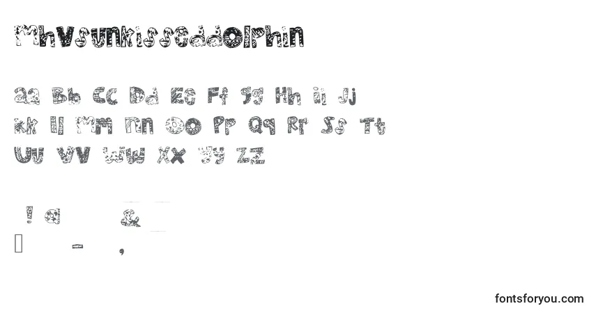 Czcionka Mhvsunkisseddolphin – alfabet, cyfry, specjalne znaki
