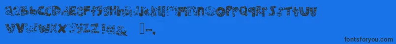 Mhvsunkisseddolphin-Schriftart – Schwarze Schriften auf blauem Hintergrund