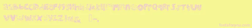 Mhvsunkisseddolphin Font – Pink Fonts on Yellow Background