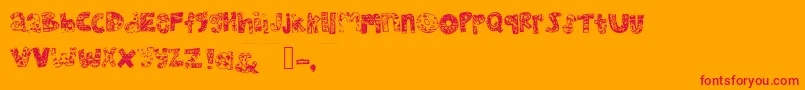 Mhvsunkisseddolphin-Schriftart – Rote Schriften auf orangefarbenem Hintergrund