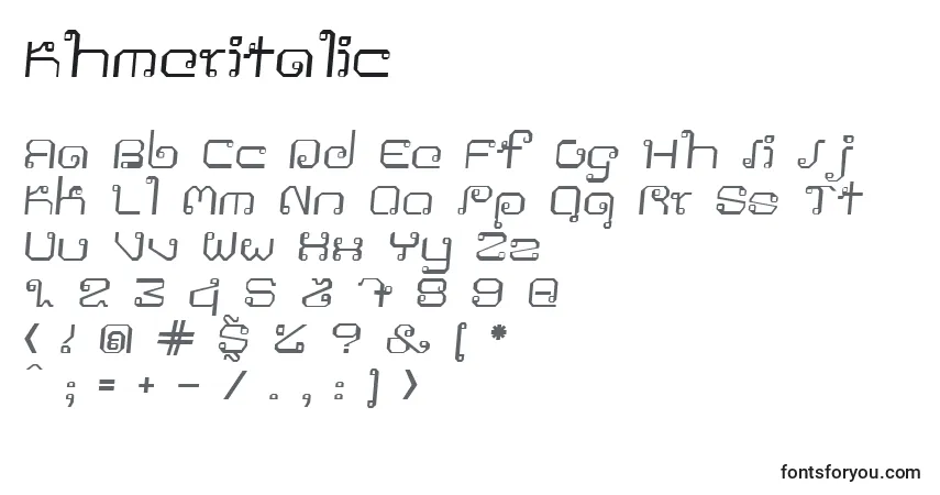 Khmeritalic-fontti – aakkoset, numerot, erikoismerkit