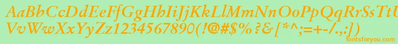 StempelGaramondLtBoldItalic Font – Orange Fonts on Green Background