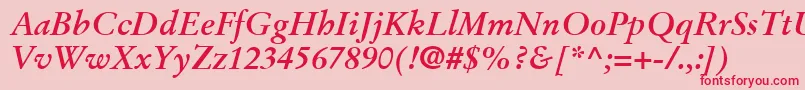 Czcionka StempelGaramondLtBoldItalic – czerwone czcionki na różowym tle