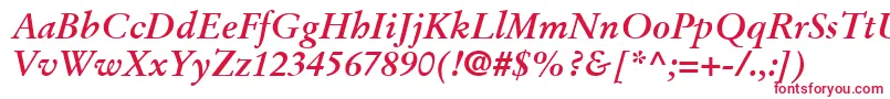 フォントStempelGaramondLtBoldItalic – 赤い文字