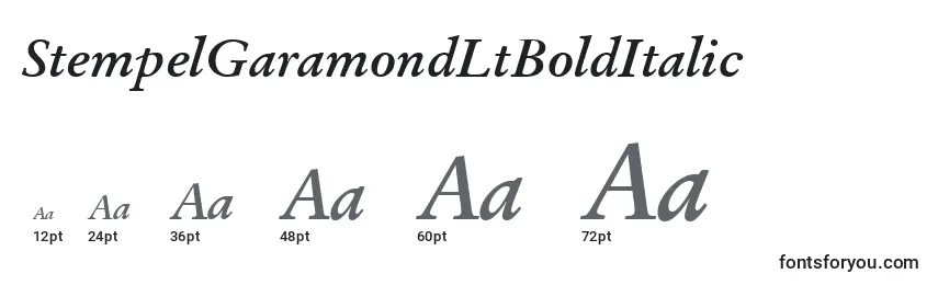 Размеры шрифта StempelGaramondLtBoldItalic